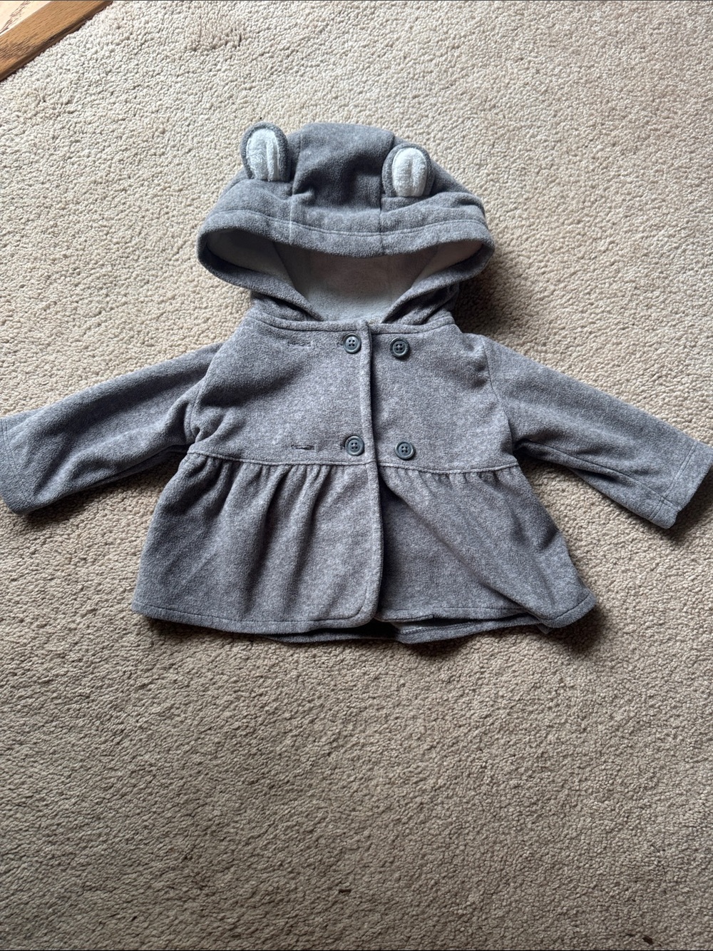 Carter’s Gray Bear Ear Fleece Peacoat Jacket 3M